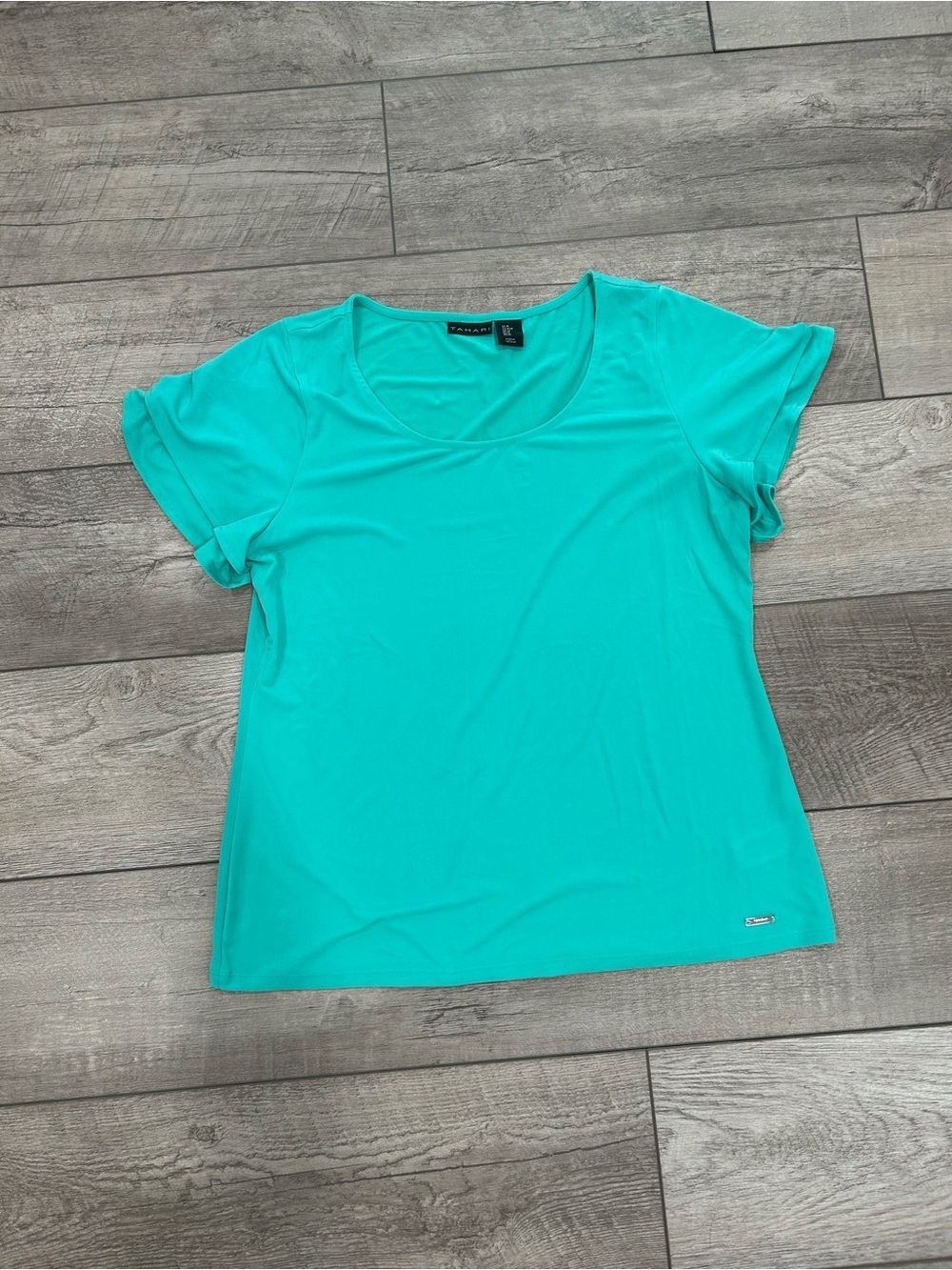 Tahari Teal Scoop Neck Women's Top